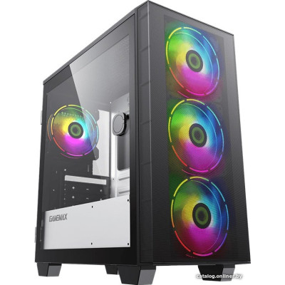 Корпус MicroATX Без БП GameMax Aero Mini (H607) (Tempered Glass, Mesh сетка, 1xUSB 2.0, 1xUSB-C 3.2 5Гбит, 4x120mm ARGB Fan, HD Audio+Mic, VGA MAX 340mm, CPU MAX 155mm, пылевые фильтры) Black
