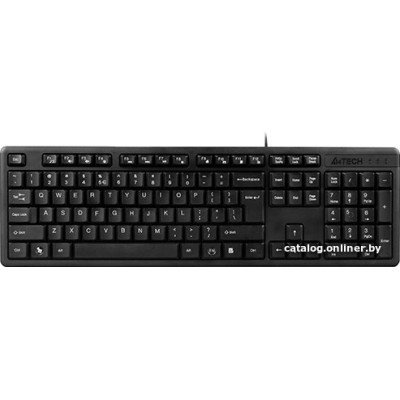 Клавиатура A4Tech KK-3 (стандартная для ПК, мембранная,  защита от брызг, интерфейс подключения - USB, кабель 1.5 м, цвет-чёрный)