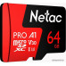Micro SD 64 Gb Netac P500 Extreme Pro microSDHC (NT02P500PRO-064G-S) б/адаптера