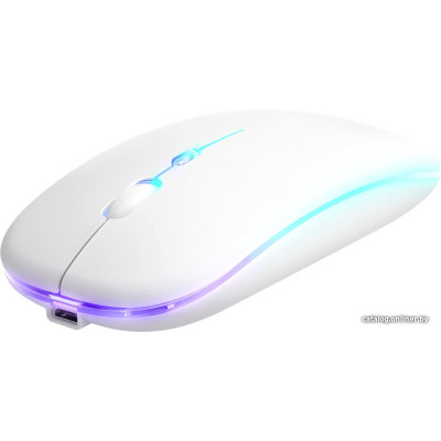 Мышь беспроводная Defender Touch MM-997 БЕСШУМНАЯ (белая) (52998) (ультратонкая , с RGB подсветкой, 2 модуля для подключения: Bluetooth и радиоканал 2.4Ghz)