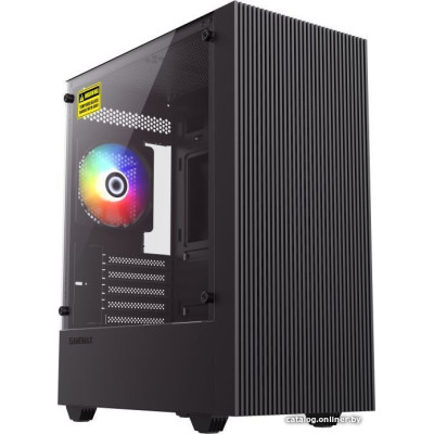 Корпус MicroATX Без БП GameMax Edge (EDGE) (Tempered Glass, 2xUSB 2.0, 1xUSB-C 3.2 5Гбит, 1x120mm RGB Fan, HD Audio+Mic,