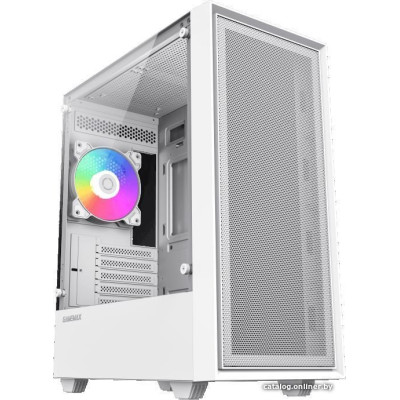 Корпус MicroATX Без БП GameMax Storm WH (STORM WH) (Tempered Glass, 2xUSB 2.0, 1xUSB-C 3.2 5Гбит, 1x120mm FRGB Fan, HD Audio+Mic, VGA MAX 320mm, CPU MAX 155mm, пылевые фильтры) White