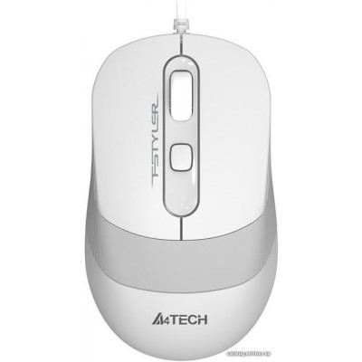 Мышь A4Tech Fstyler FM10 White (полноразмерная мышь для ПК, проводная USB, сенсор оптический 1600 dpi, 4 кнопки, колесо с нажатием и отклонением, цвет белый/серый)