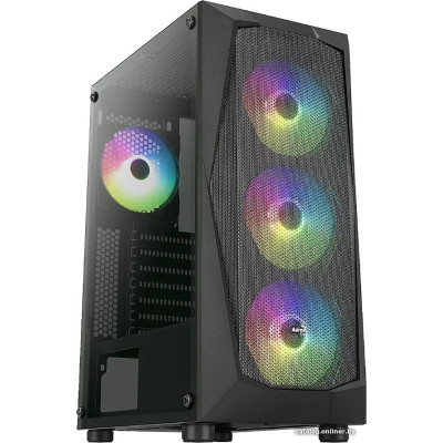 Корпус ATX Без БП Aerocool Falcon-G-BK-v2 (ACCM-PV41143.11) (Tempered Glass, 2xUSB 2.0,  2xUSB-A 3.2 5Гбит/с, 4x120 mm FAN, HD Audio+Mic, 2x3.5