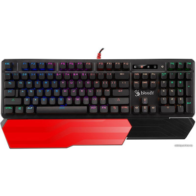 Клавиатура A4Tech Bloody B975 (игровая для ПК, оптическая, Light Strike Libra Orange, металлическая верхняя панель, интерфейс подключения - USB, подсветка, влагозащита, цвет красный/черный)