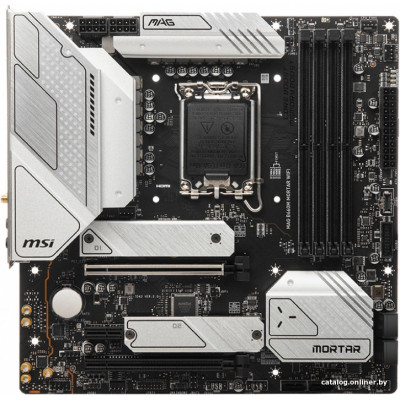 MB MSI MAG B660M MORTAR WIFI Soc-1700 (B660) 2xPCI-E 4.0x16 PCI-E 3.0x1 2xHyper M.2 2.5GbE LAN CrossFire RAID 0/1/5/10 4xDDR5 6200MHz HDMI+DP mATX oem (ТОЛЬКО В СОСТАВЕ ПЭВМ)