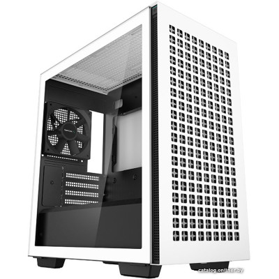 Корпус MicroATX Без БП Deepcool CH370 WH (R-CH370-WHNAM1-G-1) (Tempered Glass, 2xUSB-A 3.2 5Гбит/с, 1x120mm FAN, HD Audio+Mic, VGA MAX 320mm, CPU MAX 165mm, пылевые фильтры) White