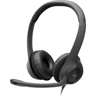 Наушники с микрофоном Logitech H390 Gray (981-000803) (наушники с микрофоном, накладные, 20-20000 Гц, кабель 2.4 м)