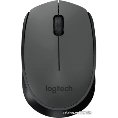 Мышь беспроводная Logitech M170 (910-004646) (ноутбучная мышь для ПК, радио, сенсор оптический, 3 кнопки, колесо с нажатием, цвет черный/серый)