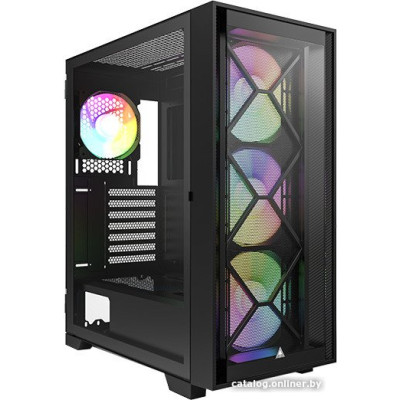 Корпус ATX Без БП Montech AIR 1000 Premium (MNT-A1000P-B) (Tempered Glass, 1xUSB 2.0, 2xUSB-A 3.2 5Гбит/с, 3x140mm ARGB Fan+120mm ARGB Fan, HD Audio+Mic, VGA MAX 340mm, CPU MAX 170mm, пылевые фильтры) Black / Сменная передняя панель (стекло либо сетка)