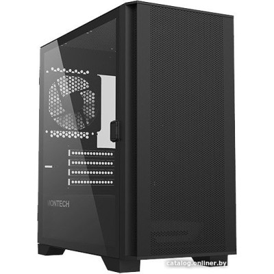 Корпус MicroATX Без БП Montech AIR 100 Lite (MNT-A100L-B) (Tempered Glass, 1xUSB 2.0, 2xUSB-A 3.2 5Гбит/с, 2x120mm Non-ARGB DC FAN, HD Audio+Mic, VGA MAX 330mm, CPU MAX 161mm, пылевые фильтры) Black