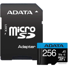 Micro SDXC 256 Gb ADATA Premier (AUSDX256GUICL10A1-RA1) (256 ГБ, класс 10, UHS-I (класс U1), чтение: 85 МБ/с) RETAIL с адаптером