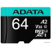 Micro SDXC 64 Gb ADATA Premier Pro (AUSDX64GUI3V30SA2-RA1) (64 ГБ, класс 10, UHS-I (класс U3), чтение: 100 МБ/с) RETAIL с адаптером