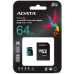 Micro SDXC 64 Gb ADATA Premier Pro (AUSDX64GUI3V30SA2-RA1) (64 ГБ, класс 10, UHS-I (класс U3), чтение: 100 МБ/с) RETAIL с адаптером
