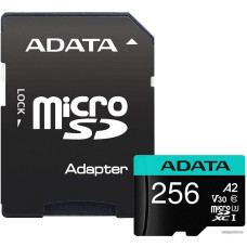 Micro SDXC 256 Gb ADATA Premier Pro (AUSDX256GUI3V30SA2-RA1) (256 ГБ, класс 10, UHS-I (класс U3), чтение: 100 МБ/с) RETA