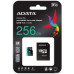 Micro SDXC 256 Gb ADATA Premier Pro (AUSDX256GUI3V30SA2-RA1) (256 ГБ, класс 10, UHS-I (класс U3), чтение: 100 МБ/с) RETAIL с адаптером