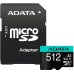 Micro SDXC 512 Gb ADATA Premier Pro (AUSDX512GUI3V30SA2-RA1) (512 ГБ, класс 10, UHS-I (класс U3), чтение: 100 МБ/с) RETAIL с адаптером