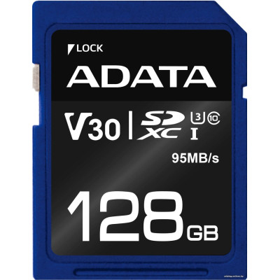 SDXC 128 Gb ADATA Premier Pro (ASDX128GUI3V30S-R) (128 ГБ, класс 10, UHS-I (класс U3), V30) RETAIL