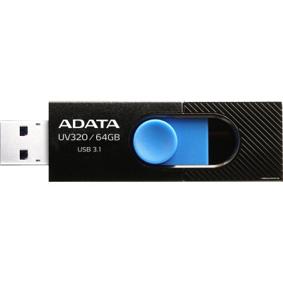 USB3.2 64Gb ADATA UV320 (AUV320-64G-RBKBL) USB 3.2 Type-A, пластик, выдвижной разъем, черный/синий