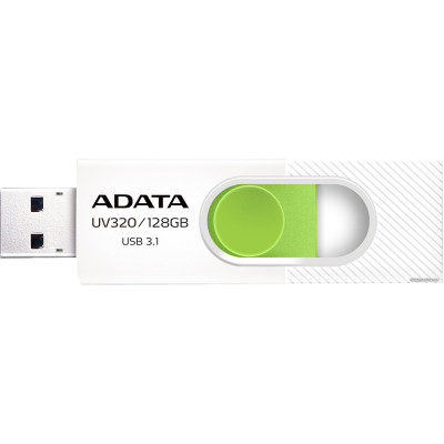 USB3.2 128Gb ADATA UV320 (AUV320-128G-RWHGN) USB 3.2 Type-A, пластик, выдвижной разъем, черный/зеленый