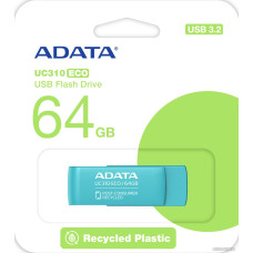 USB3.2 64Gb ADATA UC310 ECO (UC310E-64G-RGN) USB 3.2 Type-A, пластик, поворотный разъем, голубой