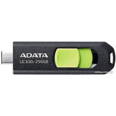 USB3.2 256Gb ADATA UC300 (ACHO-UC300-256G-RBK/GN) USB 3.2 Type-C, пластик, выдвижной механизм, черный/зеленый