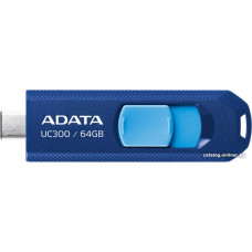 USB3.2 64Gb ADATA UC300 (ACHO-UC300-64G-RNB/BU) USB 3.2 Type-C, пластик, выдвижной механизм, синий/голубой
