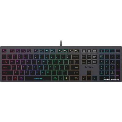Клавиатура A4Tech Fstyler FX60H Gray (стандартная для ПК, ножничная, пластик, интерфейс подключения - USB-A, неоновая подсветка, USB-хаб, цвет серый)