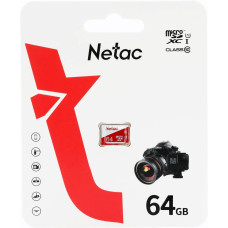 Micro SDXC 64 Gb Netac (NT02P500ECO-064G-S) (64 ГБ, класс 10, UHS-I (класс U1), чтение: 80 МБ/с)