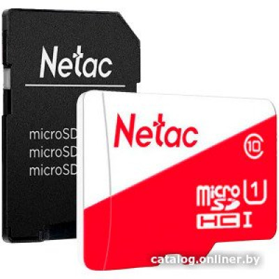 Micro SDXC 128 Gb Netac (NT02P500ECO-128G-R) (128 ГБ, класс 10, UHS-I (класс U1), чтение: 80 МБ/с) RETAIL с адаптером