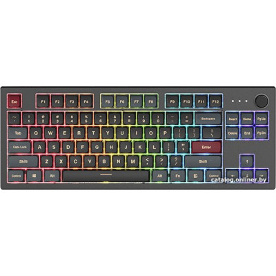Клавиатура Montech MKey TKL Darkness (MK87DR) / игровая / механическая / Gateron G Pro 2.0 Red - линейные свитчи 45гр. / пластик - PBT / MDA профиль кейкапов / регулируемая RGB (18 режимов) / подключение USB-A / тихий клик / 87 клавиш (TKL)