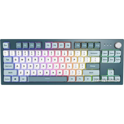 Клавиатура Montech Mkey TKL Freedom (MK87FY) / игровая / механическая / Gateron G Pro 2.0 Yellow - линейные свитчи 50гр. / пластик - PBT / MDA профиль кейкапов / регулируемая RGB (18 режимов) / подключение USB-A / тихий клик / 87 клавиш (TKL)