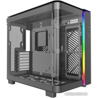 Корпус ATX Без БП Montech KING 95 (MNT-K95-B) / No Fan / GPU Max 420mm / CPU Cooler Max 175mm / TG / Black / Куб / Сменная передняя панель (стекло либо сетка)