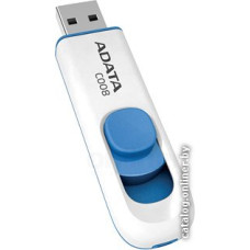 USB2.0 64Gb ADATA C008 Classic (AC008-64G-RWE) USB 2.0 Type-A, пластик, выдвижной механизм, белый/синий