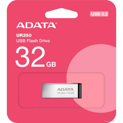 USB3.2 32Gb ADATA UR350 (UR350-32G-RSR/BK) USB 3.2 Type-A, металл, без колпачка, черный