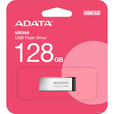USB3.2 128Gb ADATA UR350 (UR350-128G-RSR/BK) USB 3.2 Type-A, металл, без колпачка, черный
