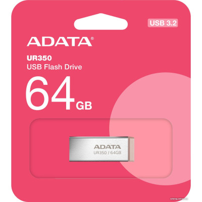 USB3.2 64Gb ADATA UR350 (UR350-64G-RSR/BG) USB 3.2 Type-A, металл, без колпачка, коричневый