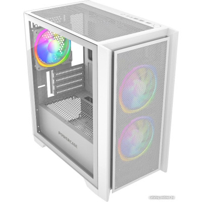 Корпус MicroATX Без БП Powercase Alisio Micro Z3W ARGB (CAMZW-A3) (Tempered Glass, 2xUSB 2.0, 1xUSB-A 3.2 5Гбит/с, 3x120mm ARGB FAN, HD Audio+Mic, VGA MAX 330mm, CPU MAX 175mm, пылевые фильтры) White
