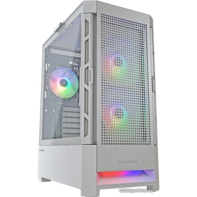 Корпус ATX Без БП Cougar Airface RGB (CGR-5ZD1W-AIR-RGB ) (Tempered Glass, 1xUSB 2.0, 2xUSB-A 3.2 5Гбит/с, 3x120mm ARGB FAN, HD Audio+Mic, VGA MAX 330mm, CPU MAX 190mm, пылевые фильтры) White