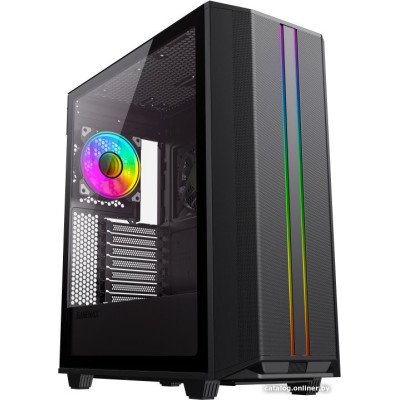 Корпус ATX Без БП GameMax Precision 2 (Tempered Glass, MESH сетка, 3xUSB 3.0, 1xType-C, HD Audio+Mic, PWM+ARGB Hub, 2x120mm ARGB fan incl., COC Cooling FAN, VGA MAX 360mm, CPU MAX 170mm, съёмная TOP панель для удобной сборки и установки AIO) Black