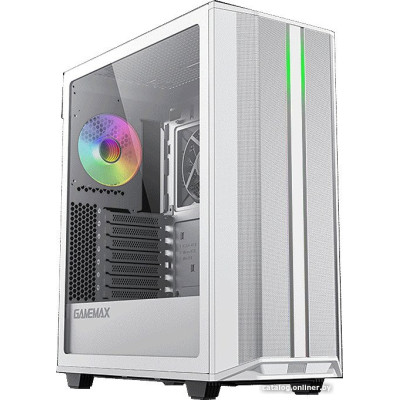 Корпус ATX Без БП GameMax Precision 2 (Tempered Glass, MESH сетка, 3xUSB 3.0, 1xType-C, HD Audio+Mic, PWM+ARGB Hub, 2x120mm ARGB fan incl., COC Cooling FAN, VGA MAX 360mm, CPU MAX 170mm, съёмная TOP панель для удобной сборки и установки AIO)  White