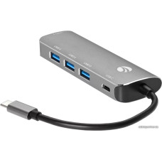 Адаптер USB-A male - 4 port USB3.0 HUB+PD VCOM (CU4383A)