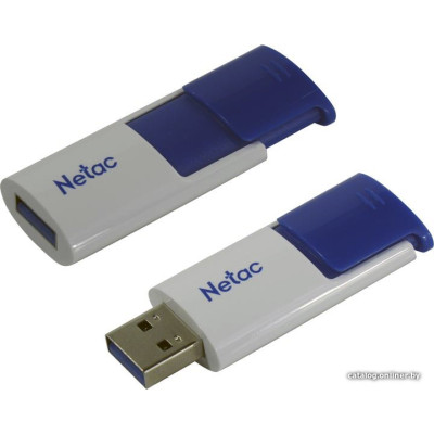 USB3.0 128Gb Netac U182 (NT03U182N-128G-30BL) USB 3.0 Type-A, пластик, выдвижной механизм, белый/синий