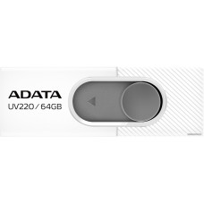 USB2.0 64Gb ADATA UV220 (AUV220-64G-RWHGY) USB 3.2 Type-A, пластик, выдвижной механизм, белый/серый