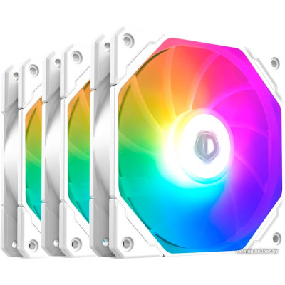 Вентилятор 120mm ID-Cooling TF-12025-PRO-ARGB-TRIO WHITE (НАБОР 3 в 1) (PWM, Low Noise, резиновые углы, ARGB подсветка, 700-1800об/мин)