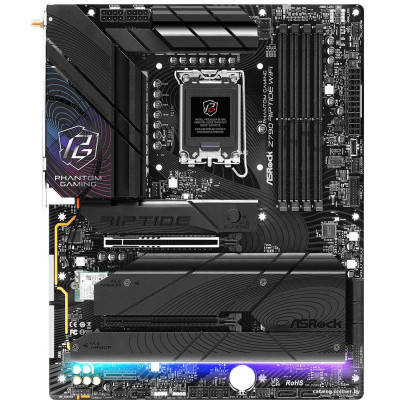 MB ASRock Z790 RIPTIDE WIFI Soc-1700 (Z790) 2xPCI-Ex16 PCI-Ex1 5xM.2+M.2(WI-FI) 2.5GbE LAN Wi-Fi 7 BT 5.4 CrossFire RAID 0/1/5/10 4xDDR5 8000MHz+ HDMI+DP+eDP ATX RTL