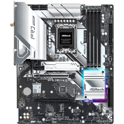 MB ASRock Z790 PRO RS WIFI Soc-1700 (Z790) 2xPCI-Ex16 2xPCI-Ex1 4xM.2+M.2(WI-FI) 2.5GbE LAN Wi-Fi 6E BT 5.3 CrossFire RAID 0/1/5/10 4xDDR5 7200MHz+ HDMI+DP+eDP ATX RTL