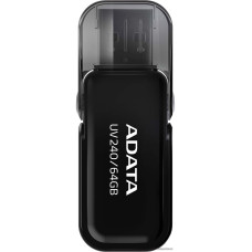 USB2.0 64Gb ADATA UV240 (AUV240-64G-RBK) USB 2.0 Type-A, пластик, раскладной корпус, черный