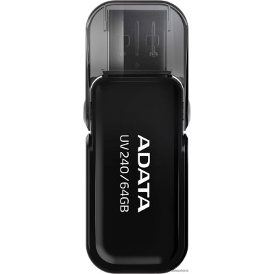 USB2.0 64Gb ADATA UV240 (AUV240-64G-RBK) USB 2.0 Type-A, пластик, раскладной корпус, черный