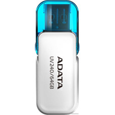 USB2.0 64Gb ADATA UV240 (AUV240-64G-RWH) USB 2.0 Type-A, пластик, раскладной корпус, белый